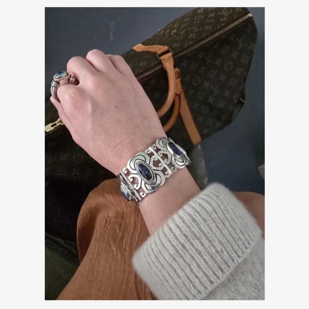 Sterling Lapis Bracelet